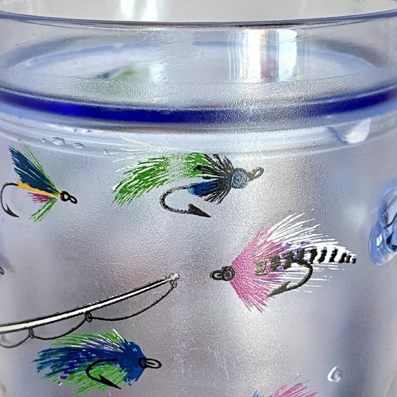 Big Chill Fly Fishing Lures Double Wall Handled Blue Freezer Beer Mug 16oz - Picture 4 of 11